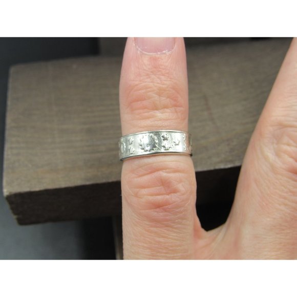 Size 3 Sterling Silver Worn Sun And Stars Toe Band Ring Vintage Statement - Picture 3 of 8